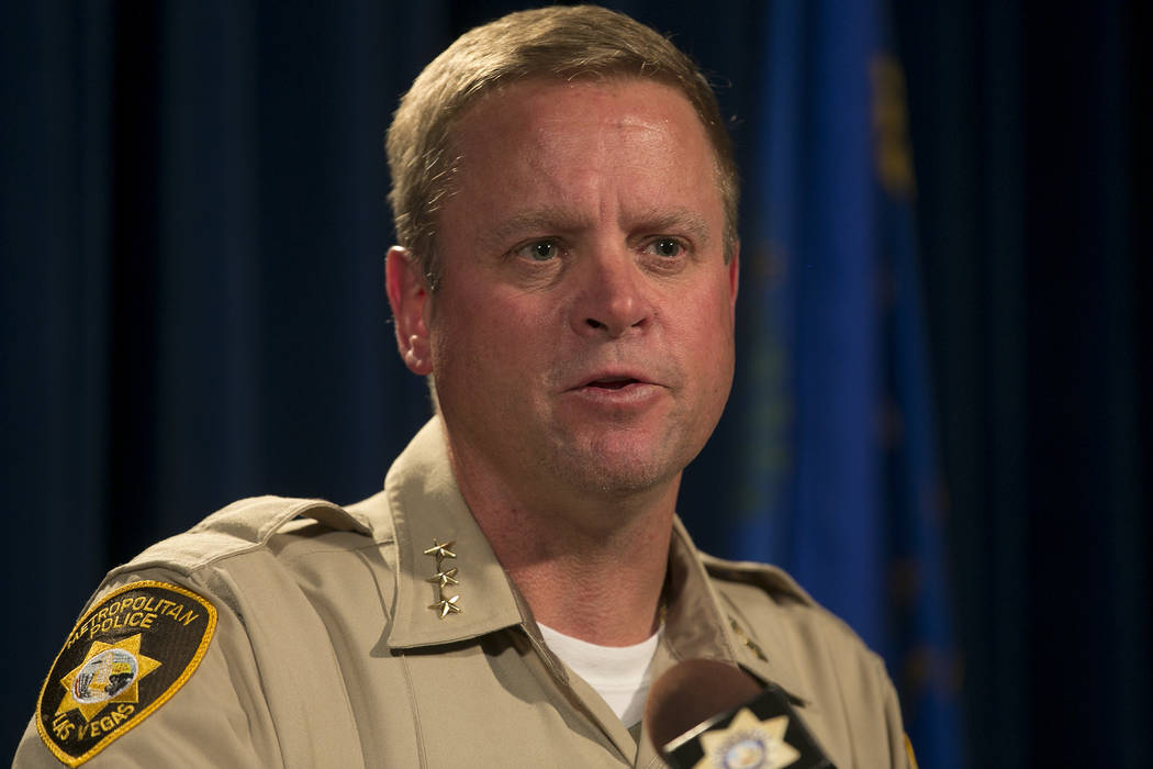 LVMPD undersheriff Keith McMahill speaks on an incident involving Tashii Brown during a press conference at Las Vegas Metropolitan Police Department Wednesday, May 17, 2017, in Las Vegas. Brown, w ...