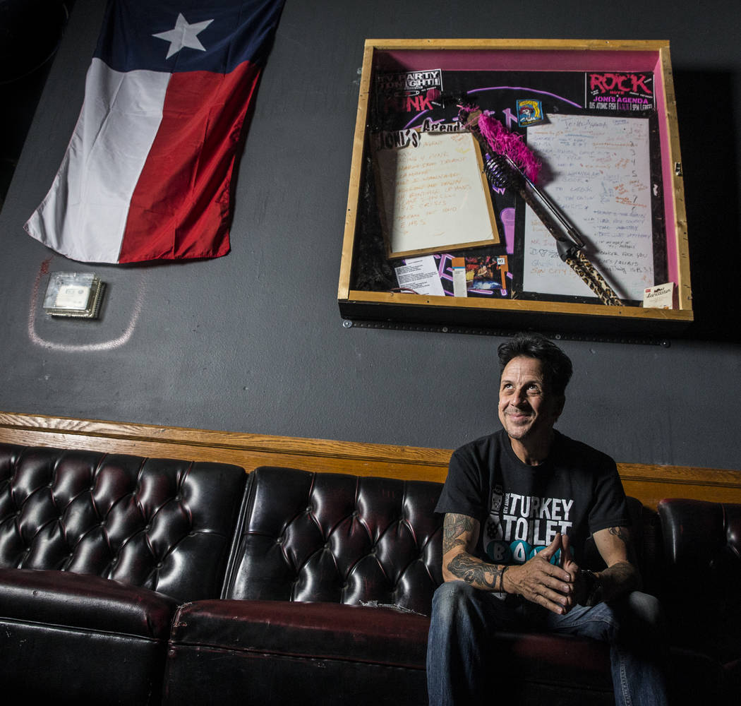 Drummer Joe Mascolino created a memorial at The Dive Bar for punk band Joni's Agenda bandmate and frontwoman Joni Mackin, who died in a car accident earlier this year. Photo taken on Thursday, May ...