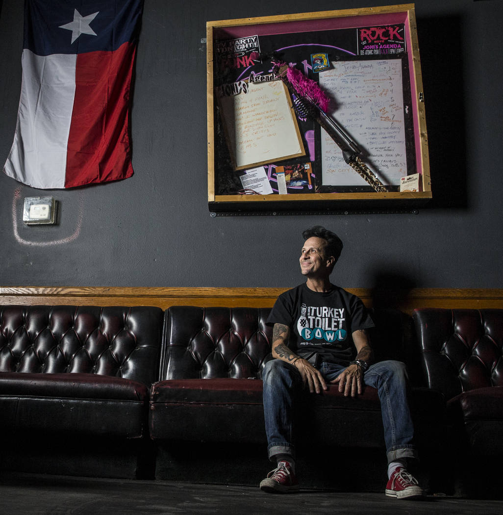 Drummer Joe Mascolino created a memorial at The Dive Bar for punk band Joni's Agenda bandmate and frontwoman Joni Mackin, who died in a car accident earlier this year. Photo taken on Thursday, May ...