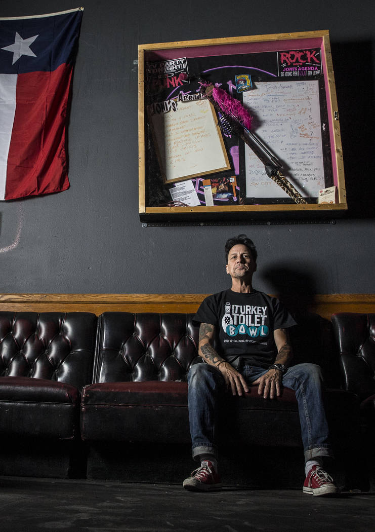 Drummer Joe Mascolino created a memorial at The Dive Bar for punk band Joni's Agenda bandmate and frontwoman Joni Mackin, who died in a car accident earlier this year. Photo taken on Thursday, May ...