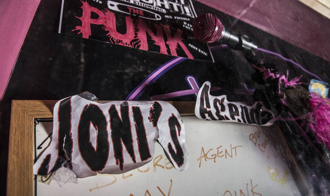 Drummer Joe Mascolino created a memorial at The Dive Bar for punk band Joni's Agenda bandmate and frontwoman Joni Mackin, who died in a car accident earlier this year. Photo taken on Thursday, May ...