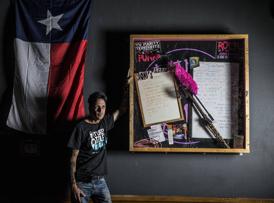 Drummer Joe Mascolino created a memorial at The Dive Bar for punk band Joni's Agenda bandmate and frontwoman Joni Mackin, who died in a car accident earlier this year. Photo taken on Thursday, May ...