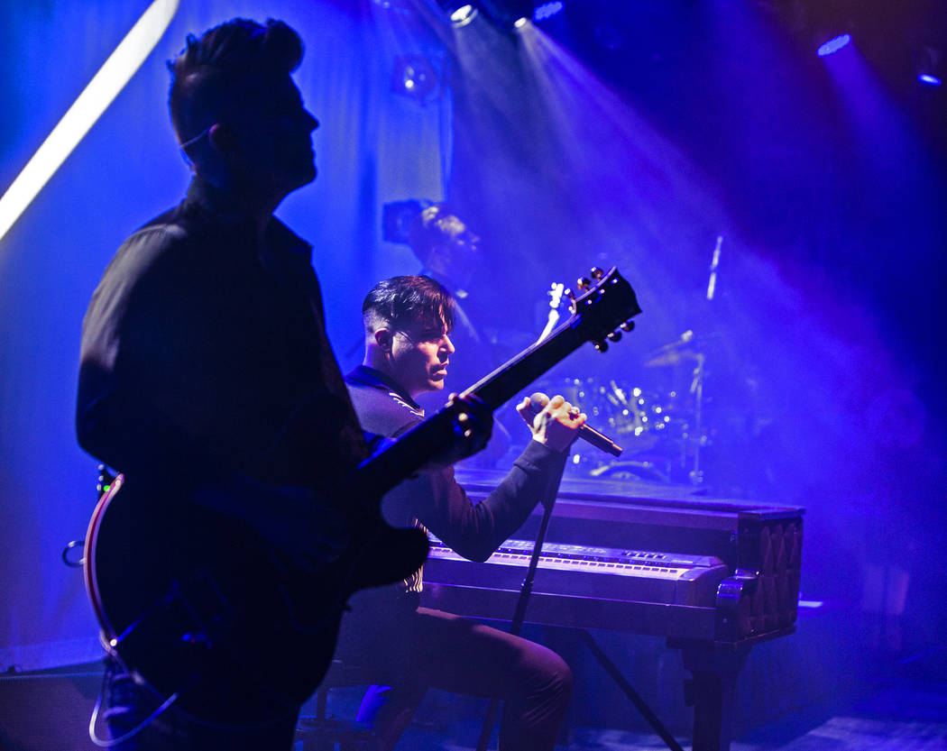 Singer and piano showman Frankie Moreno, middle, wows the crowd at The Showroom at the Golden Nugget on Saturday, May 20, 2017, in Las Vegas. Benjamin Hager Las Vegas Review-Journal @benjaminhphoto