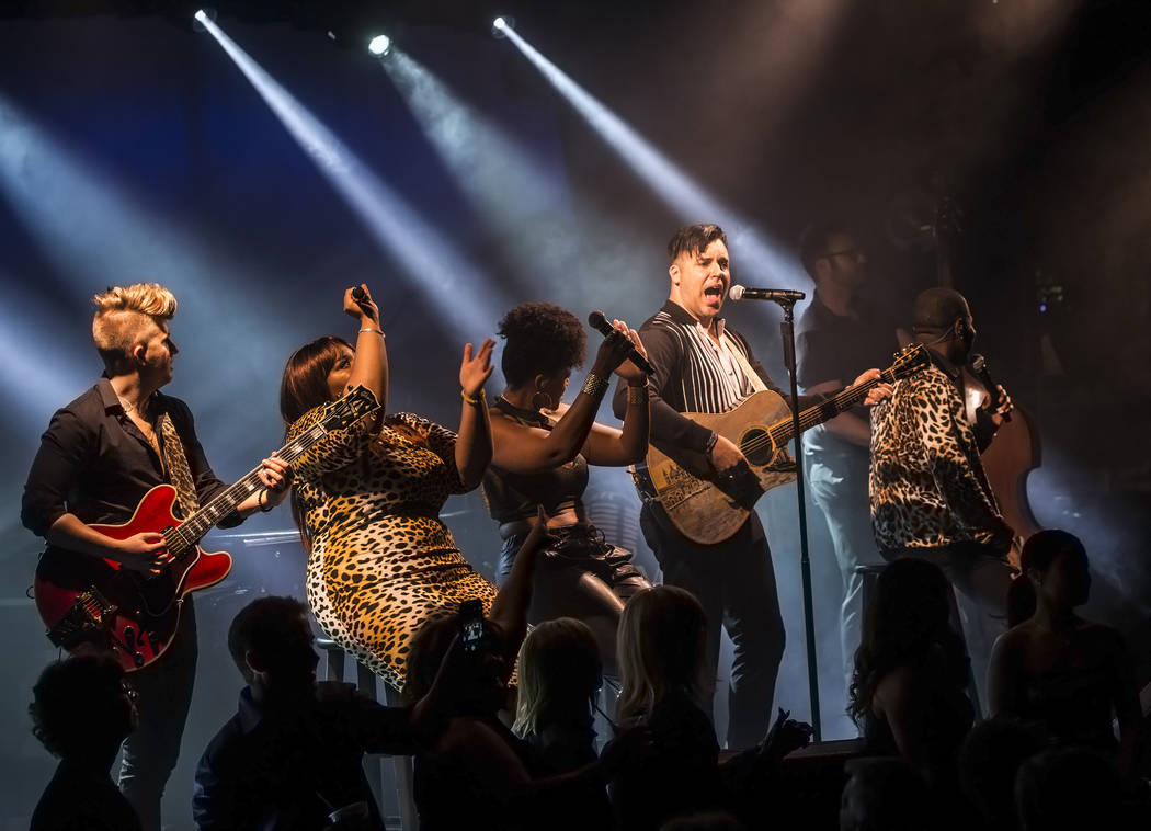 Singer and piano showman Frankie Moreno, second from right, wows the crowd at The Showroom at the Golden Nugget on Saturday, May 20, 2017, in Las Vegas. Benjamin Hager Las Vegas Review-Journal @be ...