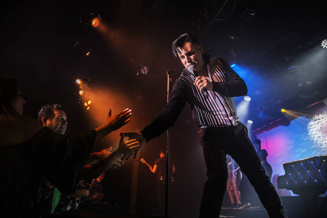 Singer and piano showman Frankie Moreno shakes hands with fans at The Showroom at the Golden Nugget on Saturday, May 20, 2017, in Las Vegas. Benjamin Hager Las Vegas Review-Journal @benjaminhphoto