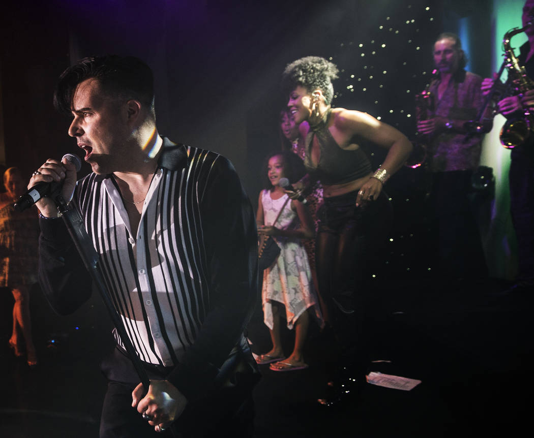 Singer and piano showman Frankie Moreno, left, wows the crowd at The Showroom at the Golden Nugget on Saturday, May 20, 2017, in Las Vegas. Benjamin Hager Las Vegas Review-Journal @benjaminhphoto