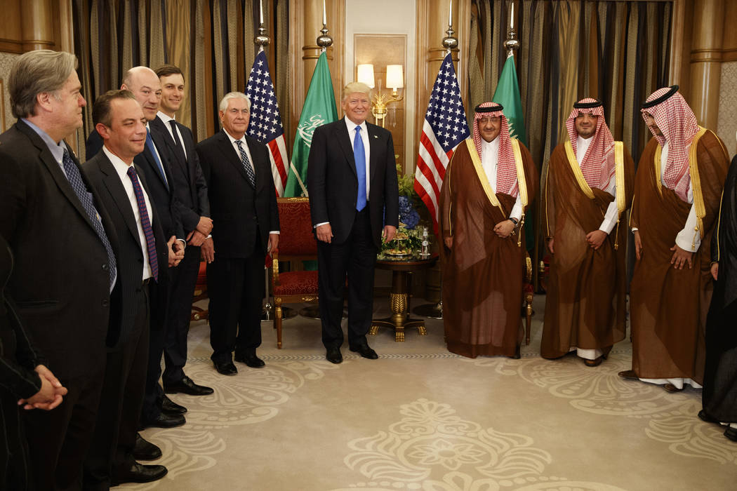 President Donald Trump holds a bilateral meeting with Saudi Crown Prince Muhammad bin Nayef, Saturday, May 20, 2017, in Riyadh. (Evan Vucci/AP)