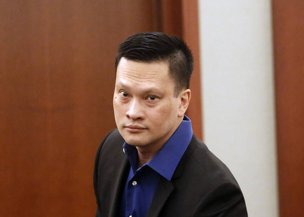 Doctor Binh Minh Chung prepares to leave the courtroom after a jury found him guilty at the Regional Justice Center on Monday, May 22, 2017, in Las Vegas. Chung is accused of videotaping himself h ...
