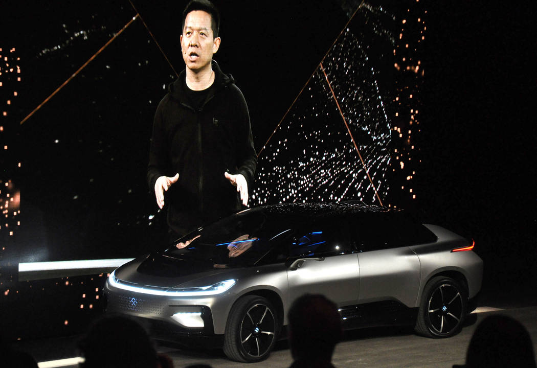 Leshi founder and principal Faraday Future financier Jia Yueting appeared in Las Vegas at the unveiling of the FF 91 electric car, Jan. 3, at the World Market Center Pavilion. Photo by Buford Davi ...