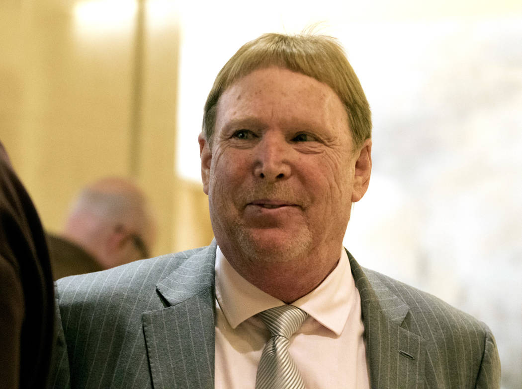 Oakland Raiders owner Mark Davis walks through a hallway of the JW Marriott hotel in Chicago, Ill., during a break at the NFL owners meeting on Tuesday, May 23, 2017. Heidi Fang/Las Vegas Review-J ...