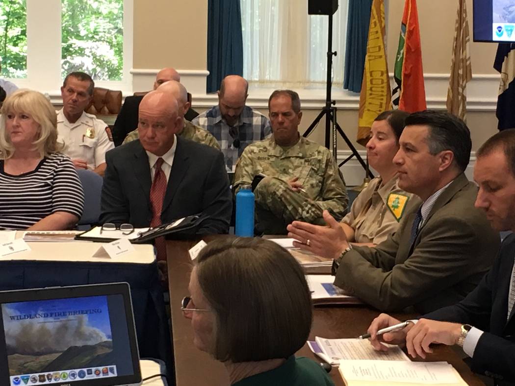 Gov. Brian Sandoval heard predictions for the fire season from a variety of federal and state agencies at a briefing in Carson City on Tuesday, May 23, 2017.
Sean Whaley/Las Vegas Review-Journal.