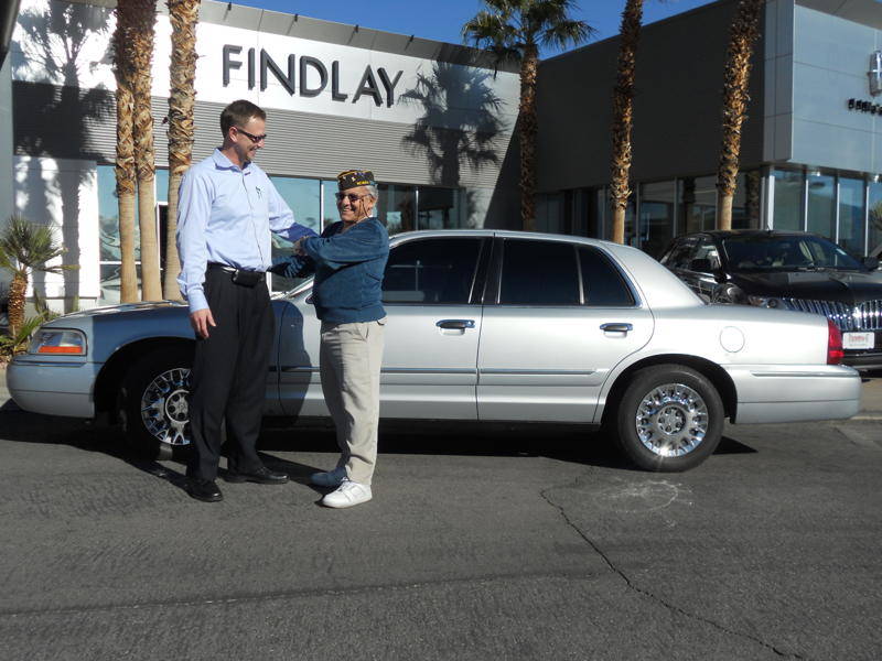 Findlay 
Findlay Lincoln General Manager Nathan Findlay, left, welcomes U.S. military veteran Gaetano Benza to the dealership at 310 N. Gibson Road in the Valley Automall. Benza died at the age of ...