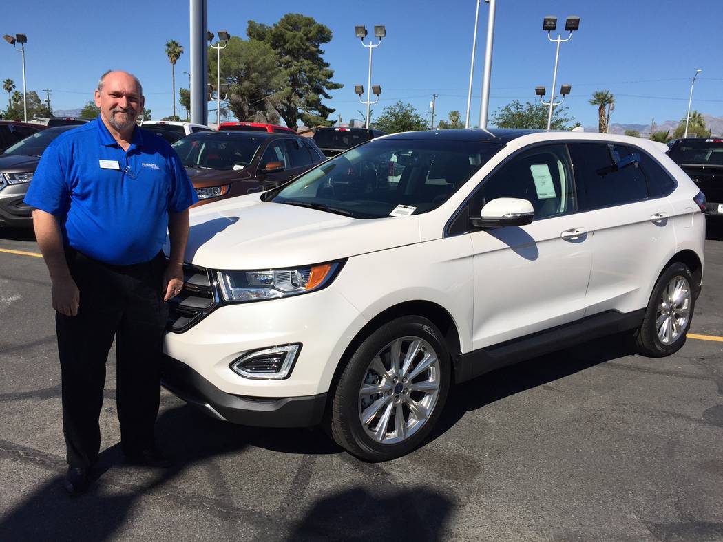 Friendly Ford
Friendly Ford sales truck manager Matt Cavaness shows off a 2017 Ford Edge SUV at the dealership situated at 660 N. Decatur Blvd.