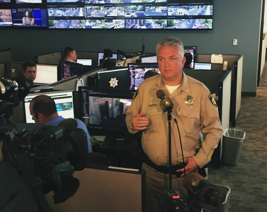 Metropolitan Police Department Capt. Christopher Darcy, who heads the Southern Nevada Counter-Terrorism Center, addresses Las Vegas media in response to a bomb attack in Manchester and a recently  ...