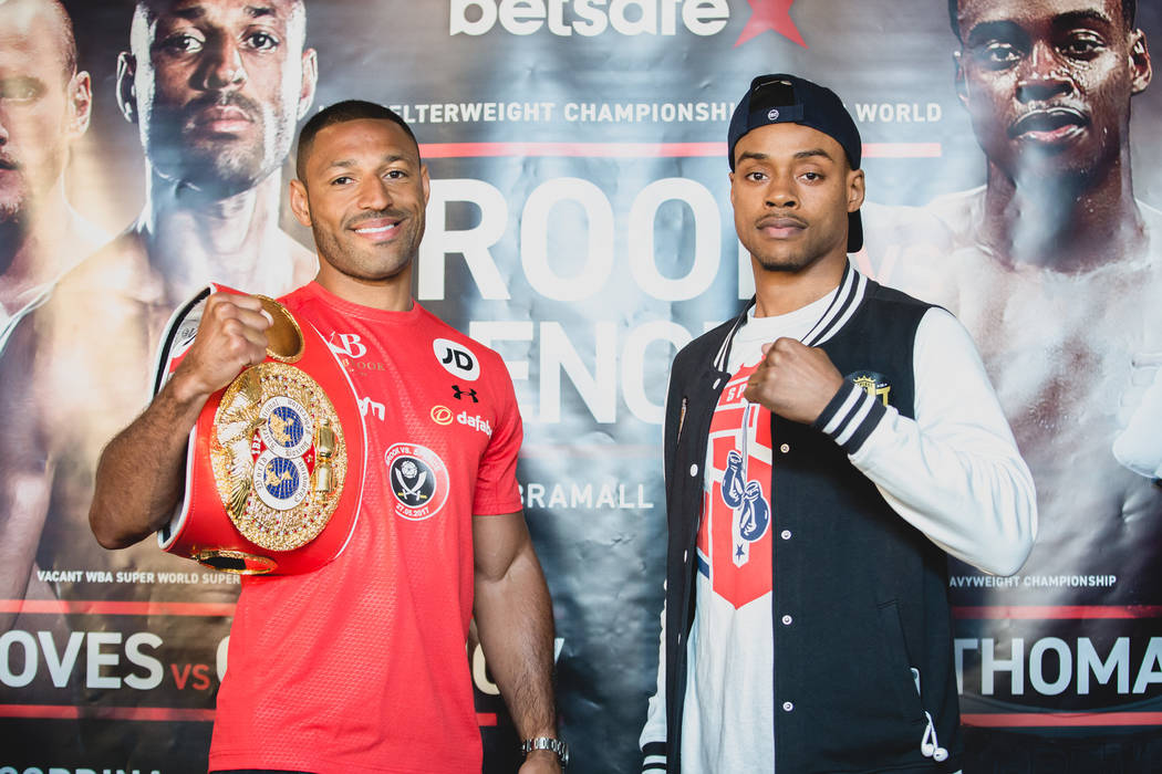 Kell Brook, left, will defend his IBF welterweight title against Errol Spence Jr. for a Showtime-televised main event on Saturday. The fight airs at 2:15 p.m. (Amanda Westcott/SHOWTIME)