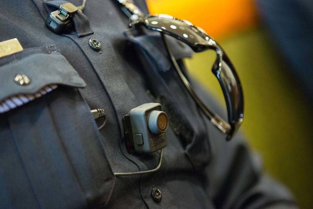 A North Las Vegas police officer wears a body camera on Friday, Dec. 19, 2014. Samantha Clemens-Kerbs/Las Vegas Review-Journal