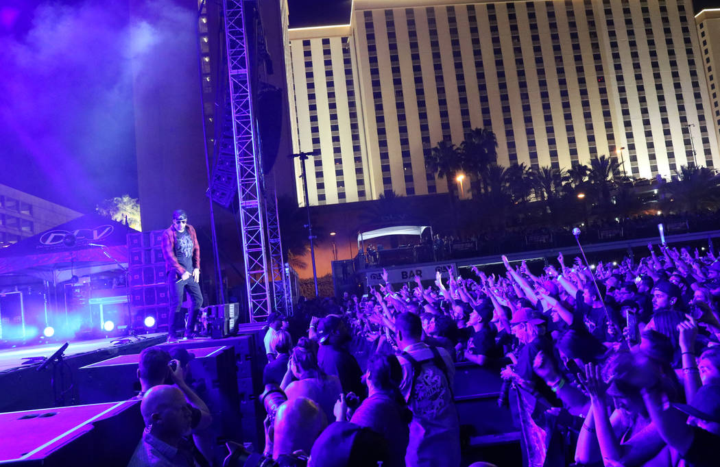 M. Shadows of Avenged Sevenfold gets the crowd excited at Las Rageous, a hard rock music festival in downtown Las Vegas, Saturday, April 22, 2017. Gabriella Benavidez Las Vegas Review-Journal @gab ...