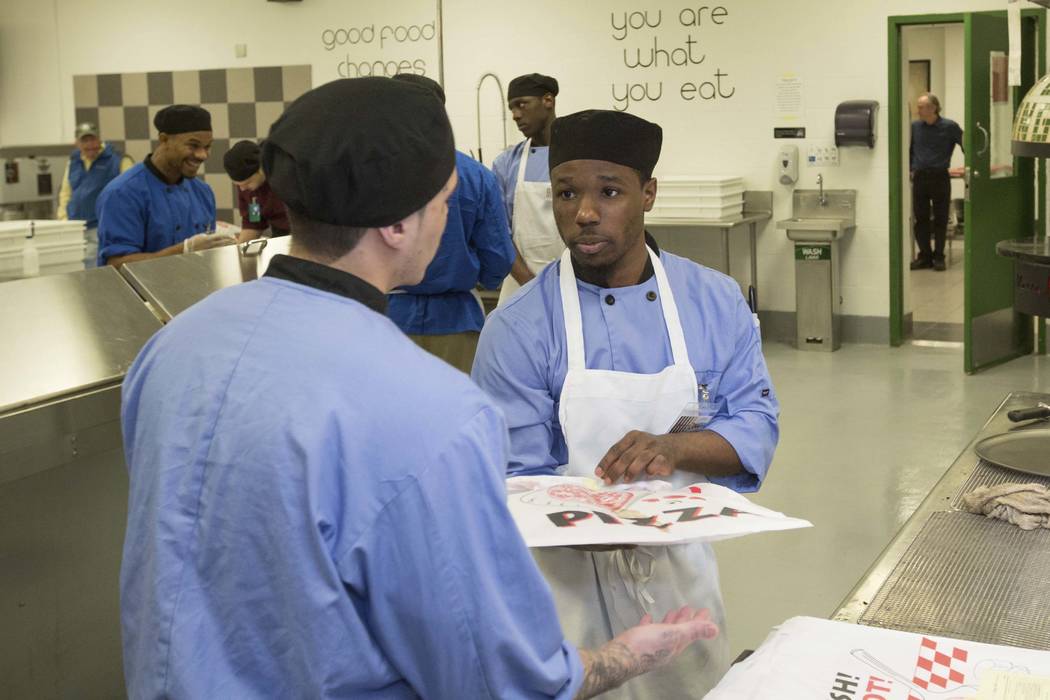 Cook County inmates in the Chicago jail's medium-security Division 11 are now allowed to order pizzas made by inmates who are participating in the jail's "Recipe for Change" program. (Teresa Crawf ...
