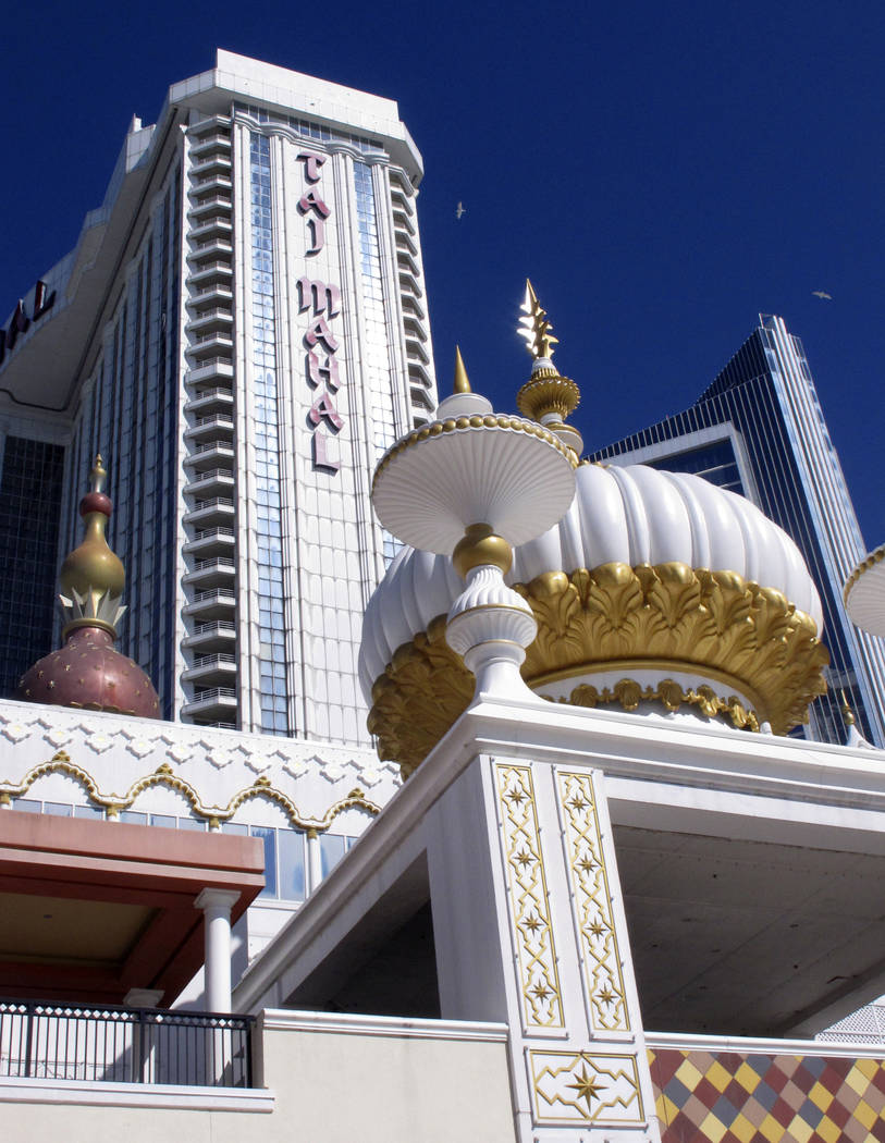 The exterior of the former Trump Taj Mahal casino, with the name "Trump" stripped from it, in Atlantic City N.J. on April 5, 2017. (Wayne Parry/AP)