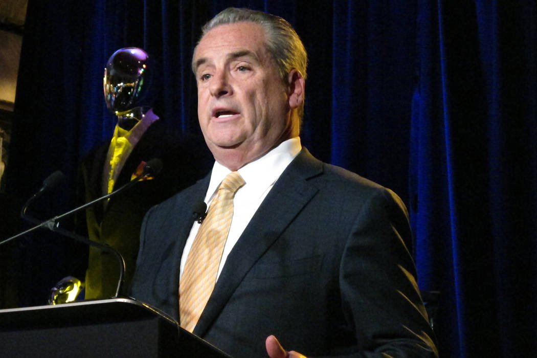 Jim Allen, CEO of Hard Rock International, speaks during a press conference in Atlantic City N.J., where the company announced plans to reopen the former Trump Taj Mahal casino with a music theme ...