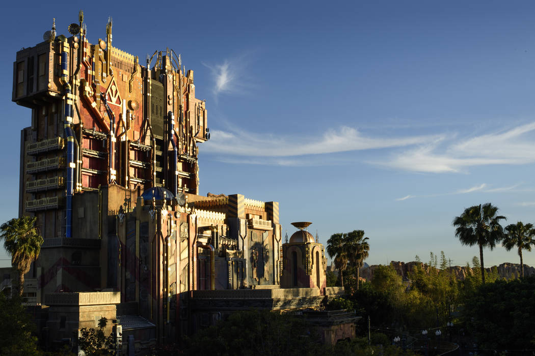This photo provided by Disneyland Resort in Anaheim, California, shows the new Guardians of the Galaxy: Mission BREAKOUT! attraction. It's one of the biggest theme park openings this season. Rider ...