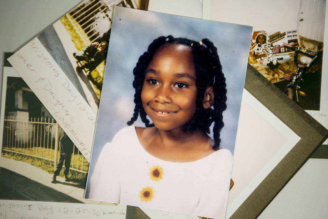 Images of young Sherrice Iverson are seen in the evidence vault at the Regional Justice Center on Wednesday, May 17, 2017, in Las Vegas. Twenty years ago, on May 25, 1997, Jeremy Strohmeyer killed ...