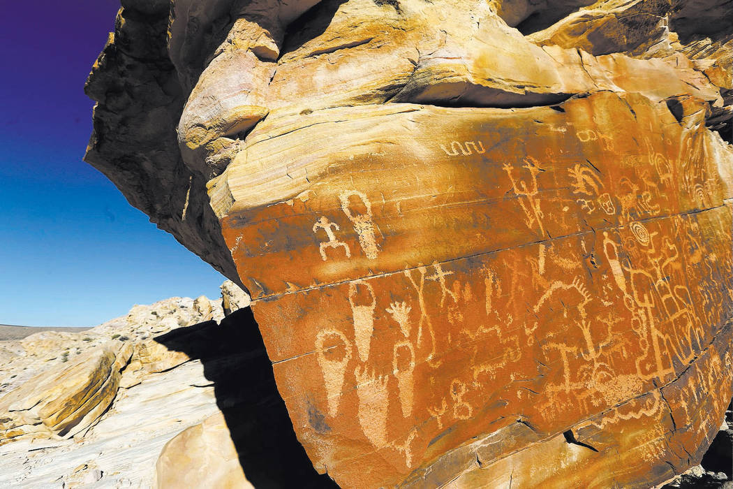 Petroglyphs at Gold Butte National Monument on Tuesday, Jan. 17, 2017. (Las Vegas Review-Journal)