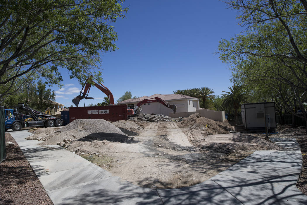 Construction on property linking several homes belonging to UFC president Dana White in the Tournament Hills community on Thursday, May 18, 2017, in Las Vegas. (Erik Verduzco/Las Vegas Review-Journal)