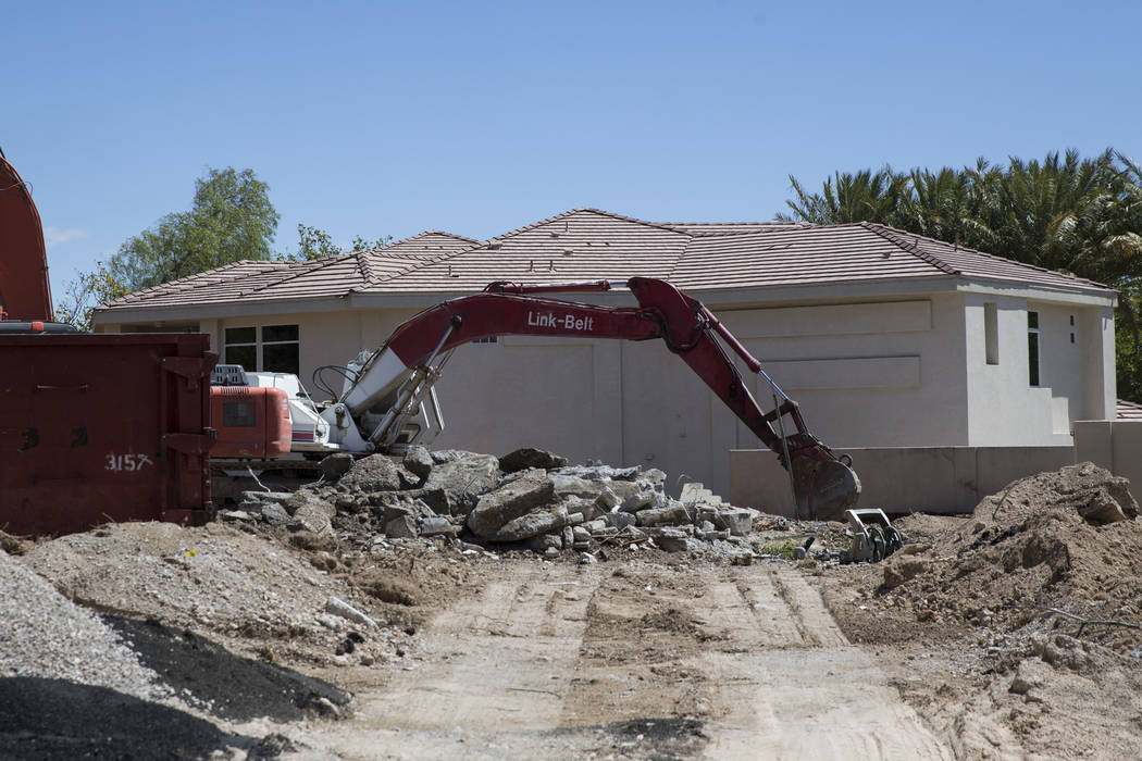 Construction on property linking several homes belonging to UFC president Dana White in the Tournament Hills community on Thursday, May 18, 2017, in Las Vegas. (Erik Verduzco/Las Vegas Review-Journal)
