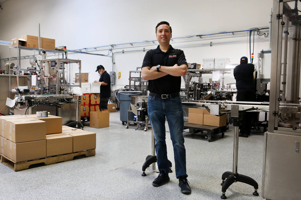 Owner of Stella Brands Packing and Printing Brent Patterson in his company's warehouse in Las Vegas, Tuesday, May 30, 2017. Elizabeth Brumley/Las Vegas Review-Journal
