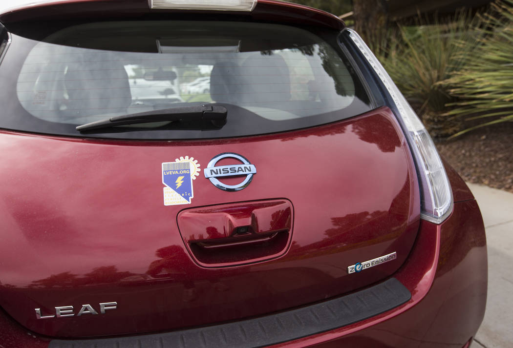 A 2011 Nissan Leaf belonging to Lloyd Reece, president of the Las Vegas Electric Vehicle Association, in Las Vegas on Wednesday, May 31, 2017. Chase Stevens Las Vegas Review-Journal @csstevensphoto