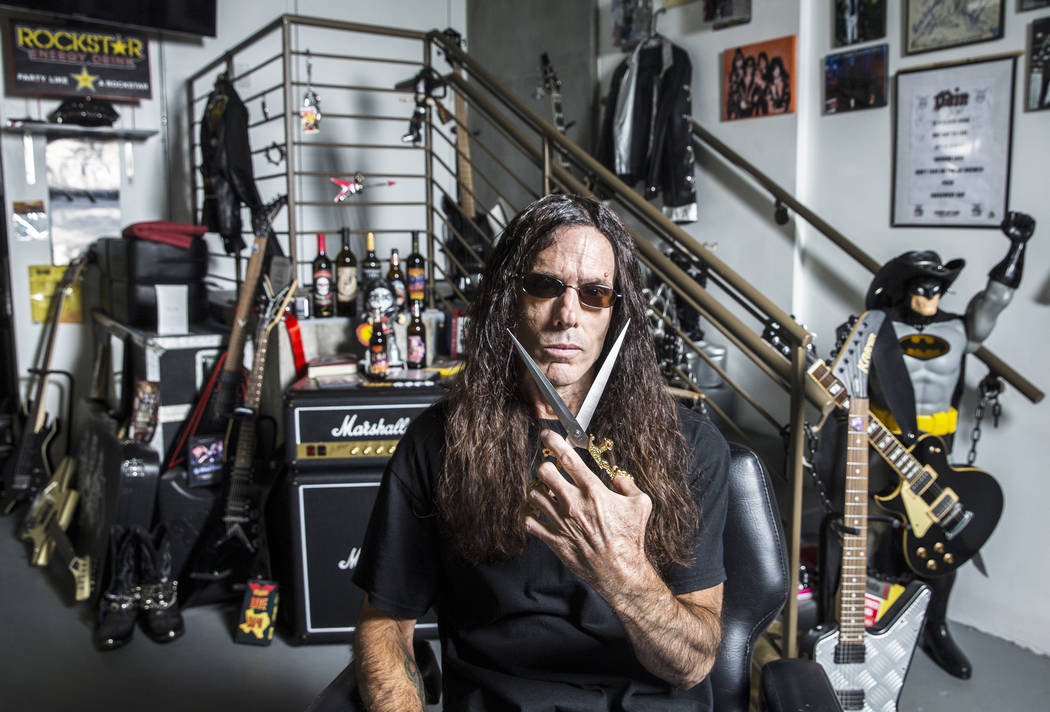 Barber J.J. Jones' Las Vegas salon is covered with glam rock and hair metal memorabilia. &quot;I figured since I'm here so much, I'd bring everything from home to work,&quot; said Jones. & ...
