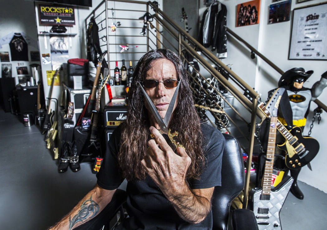 Barber J.J. Jones' Las Vegas salon is covered with glam rock and hair metal memorabilia. &quot;I figured since I'm here so much, I'd bring everything from home to work,&quot; said Jones. & ...