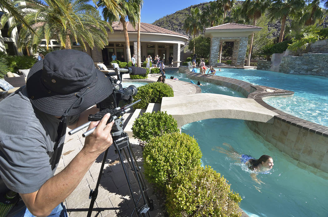 Director of photography Don Starnes is shown during the making of a video to be used as a sales tool for a luxury home in the MacDonald Ranch community in Henderson on Saturday, May 13, 2017. (Bil ...