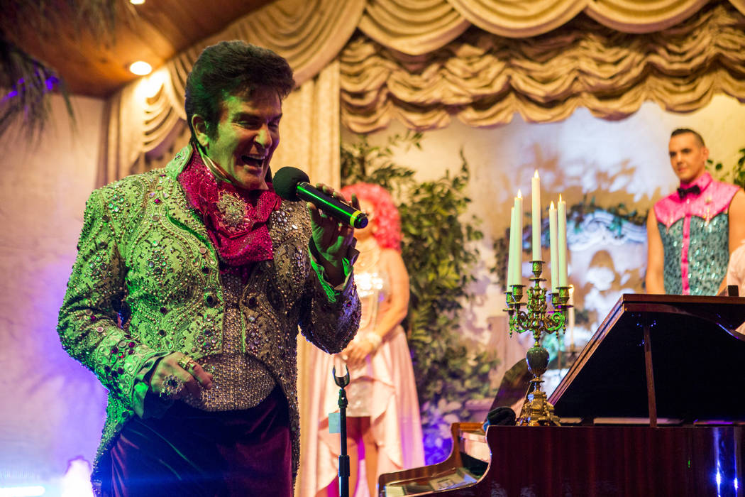 Liberace sings a song at the wedding of Andrea Cambridge and Chuck Varga at the Viva Las Vegas Wedding Chapel on Saturday, June 3, 2017.  Patrick Connolly Las Vegas Review-Journal @PConnPie