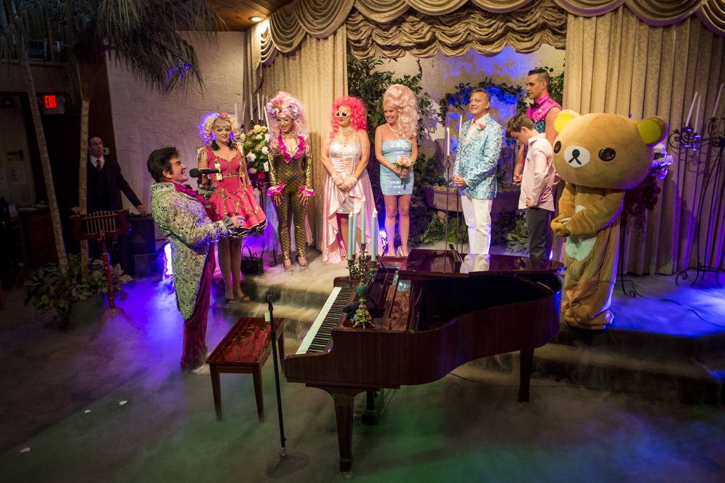 The Liberace-themed wedding of Andrea Cambridge and Chuck Varga at the Viva Las Vegas Wedding Chapel on Saturday, June 3, 2017.  Patrick Connolly Las Vegas Review-Journal @PConnPie