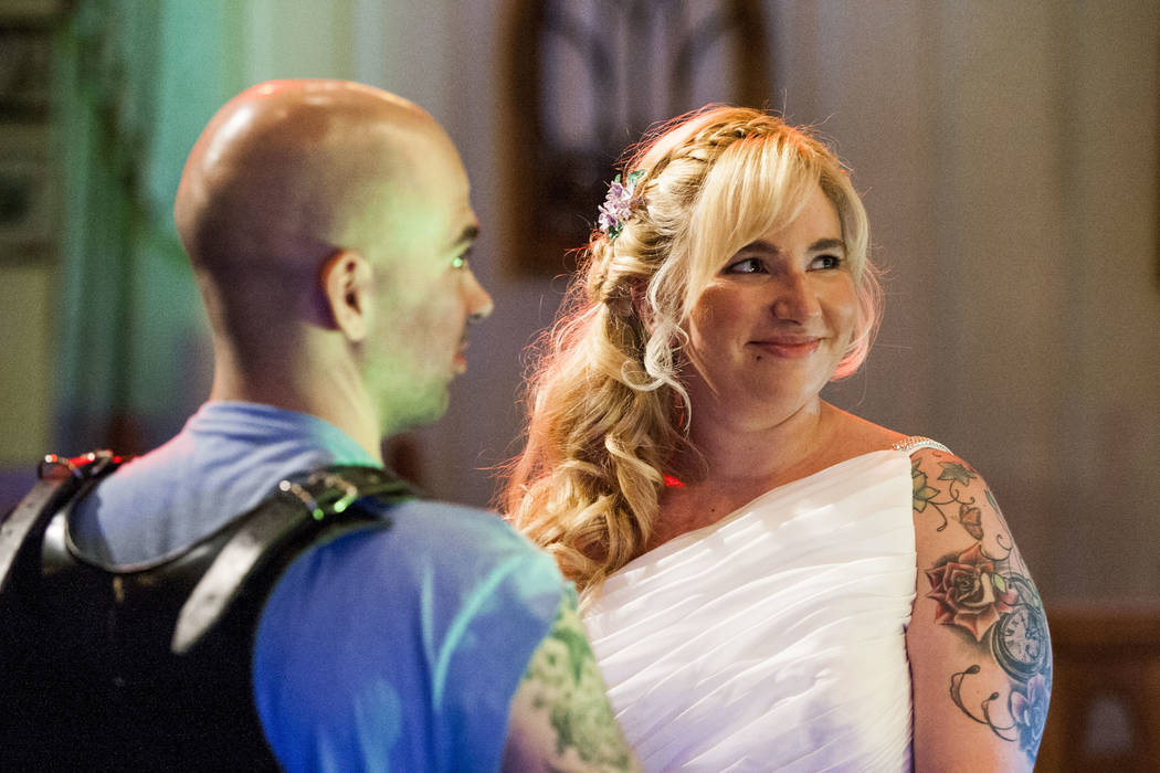 The gladiator-themed wedding of Amanda Gancedo and Marcos Gonzalez of Oviedo, Spain, at the Viva Las Vegas Wedding Chapel on Saturday, June 3, 2017. Patrick Connolly Las Vegas Review-Journal @PCo ...