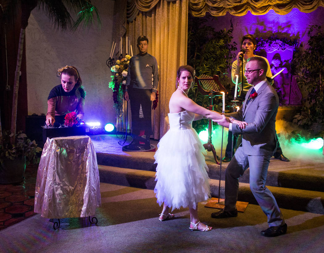 The Star Trek-themed wedding of Kristin Perry and Stephen Goetz at the Viva Las Vegas Wedding Chapel on Saturday, June 3, 2017.  Patrick Connolly Las Vegas Review-Journal @PConnPie