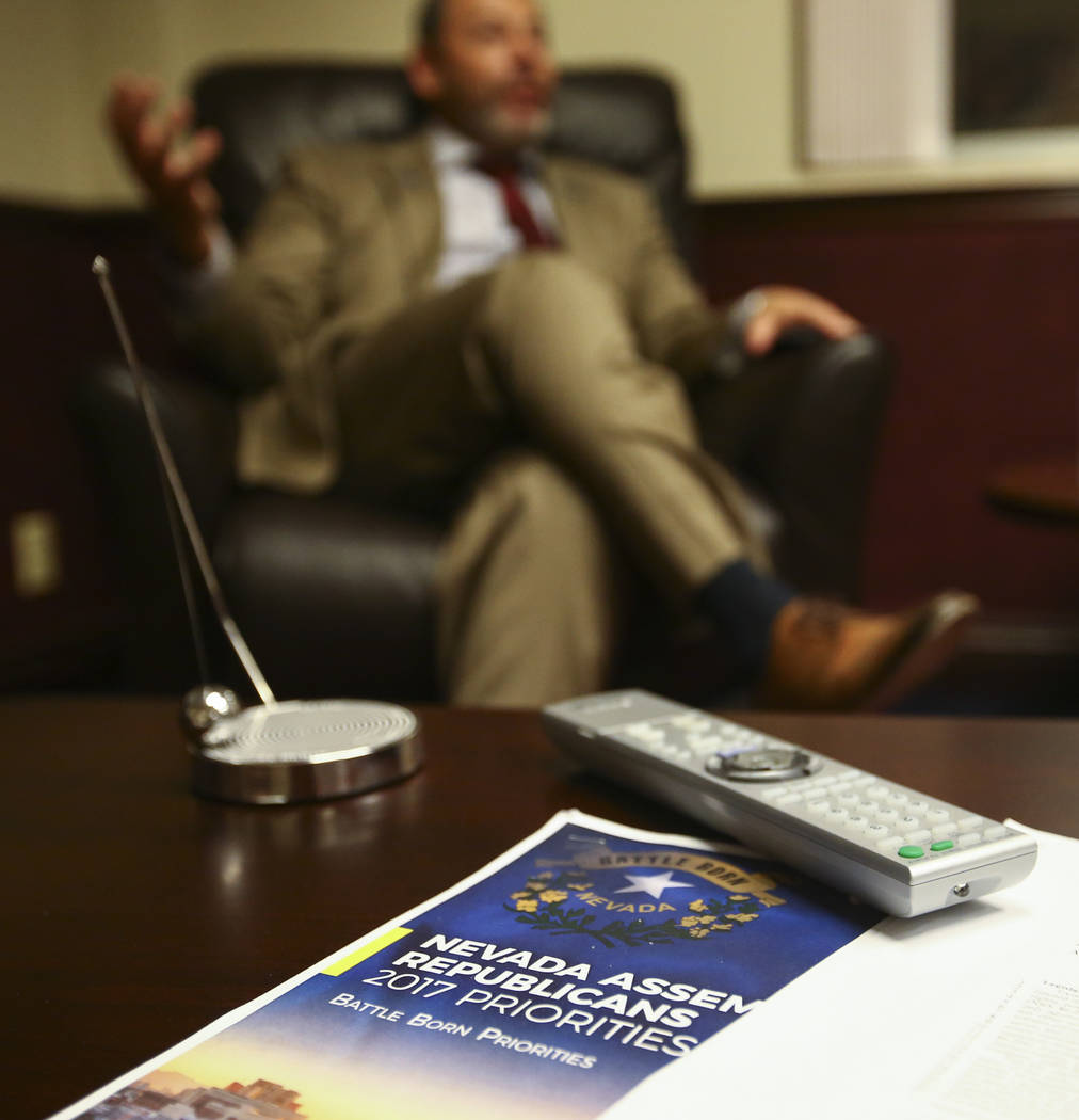 Assembly Minority Floor Leader Paul Anderson, R-Las Vegas, at his office in the Legislative Building in Carson City during the early hours of Monday, June 5, 2017. Chase Stevens Las Vegas Review-J ...