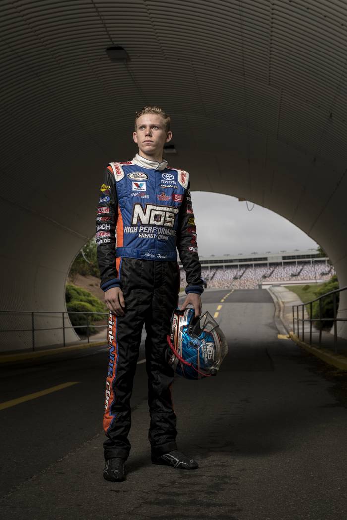 NASCAR’s Jimmie Johnson congratulates Riley Herbst on ARCA win Las