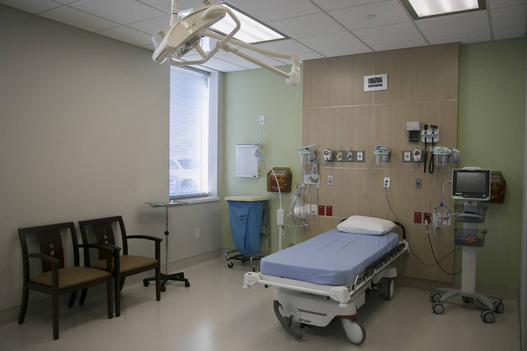 An emergency treatment room is seen at Dignity Health St. Rose Dominican Hospital in North Las Vegas, Thursday, June 15, 2017. All of the treatment and exam rooms will look the same on all four ne ...