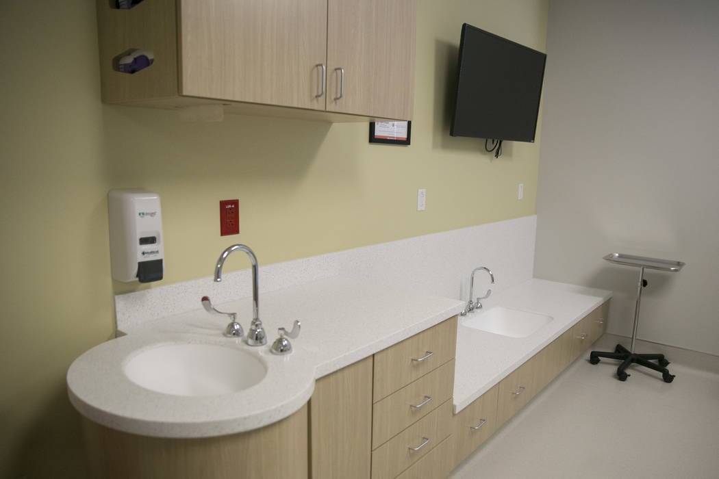 An emergency treatment room is seen at Dignity Health St. Rose Dominican Hospital in North Las Vegas, Thursday, June 15, 2017. All of the treatment and exam rooms will look the same on all four ne ...