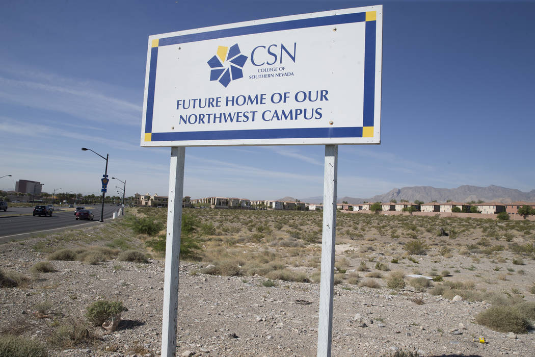 The future site for the College of Southern Nevada Northwest Campus near the intersection of Elkhorn Road and Grand Montecito Parkway on Tuesday, June 6, 2017 in Las Vegas. (Erik Verduzco/Las Vega ...