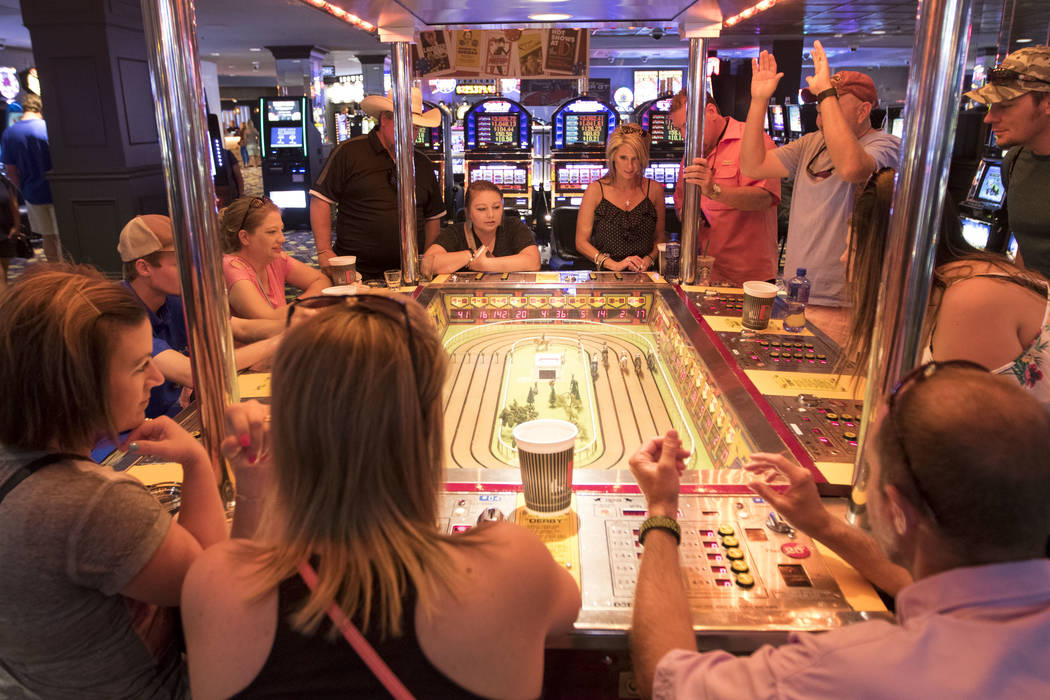 Patrons play the Sigma Derby horse race game at the D Las Vegas in downtown Las Vegas on Friday, June 9, 2017. Richard Brian Las Vegas Review-Journal @vegasphotograph