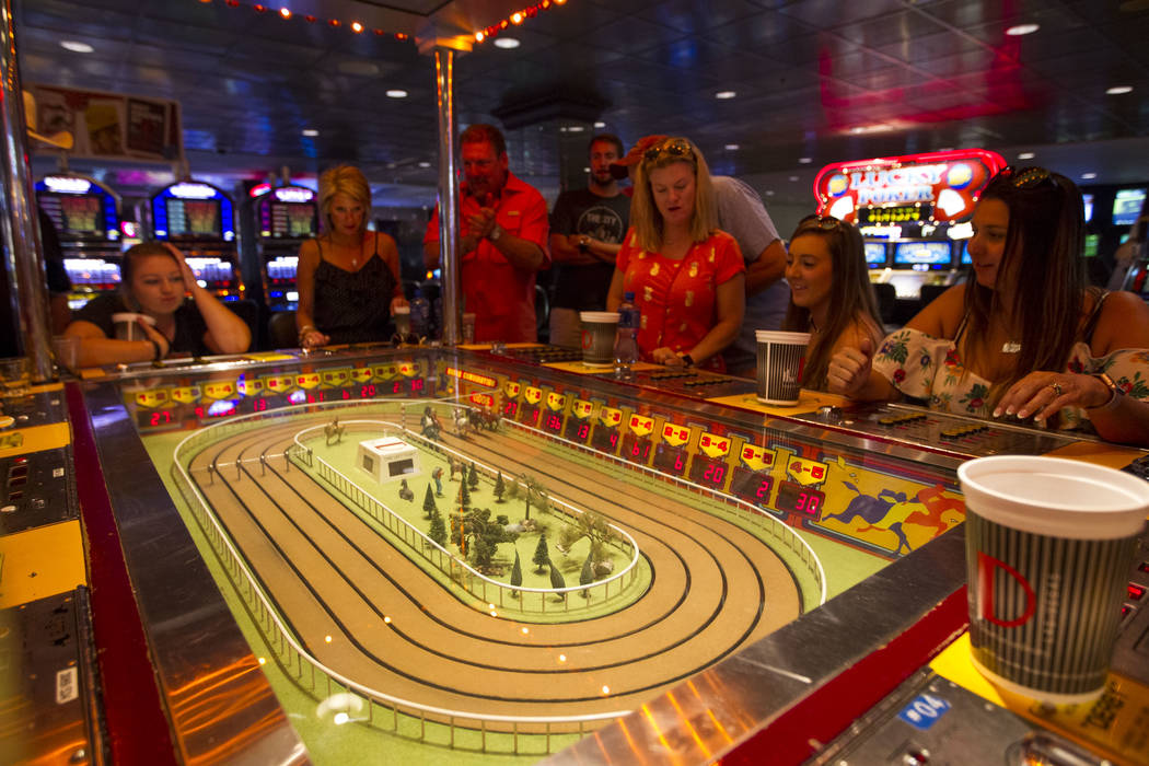 Patrons play the Sigma Derby horse race game at the D Las Vegas in downtown Las Vegas on Friday, June 9, 2017. Richard Brian Las Vegas Review-Journal @vegasphotograph