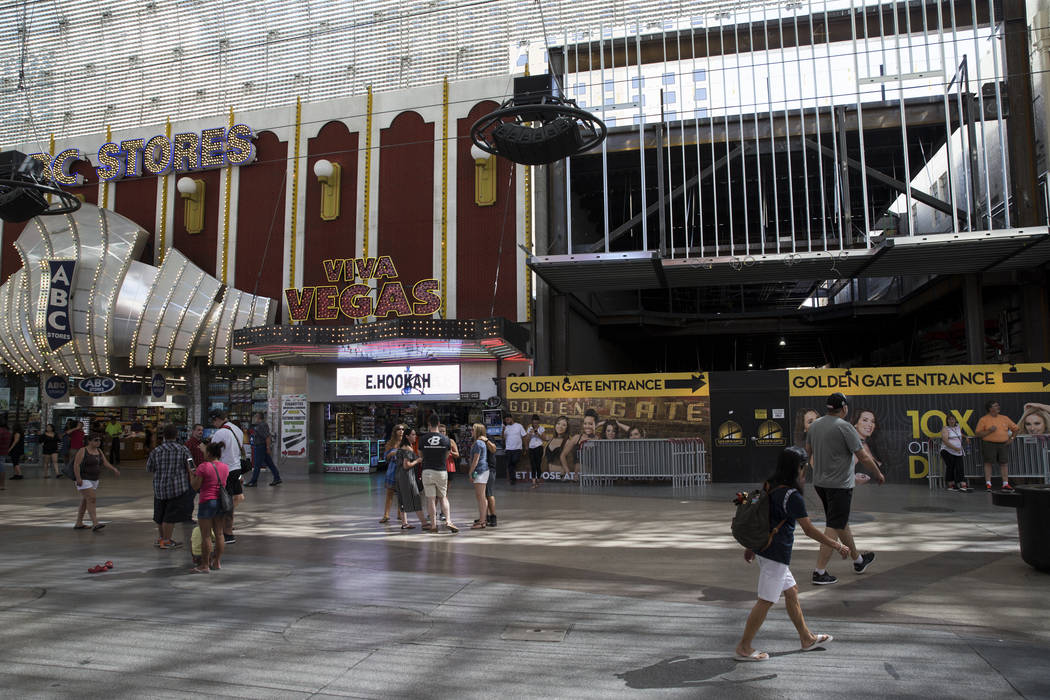 Construction on the former site of La Bayou at the Fremont Street Experience on Tuesday, June 13, 2017 in Las Vegas. Erik Verduzco/Las Vegas Review-Journal
