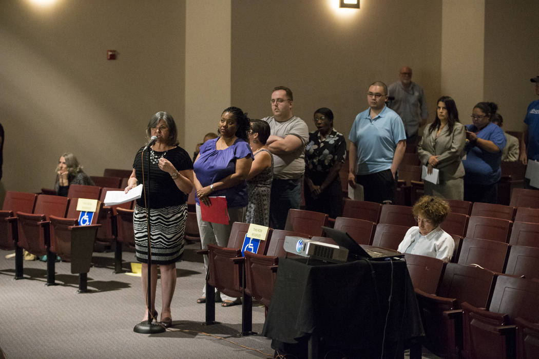 People line up for pubic comment during a Clark County School District roundtable forum at Chaparral High School on Thursday, June 15, 2017 in Las Vegas. Erik Verduzco/Las Vegas Review-Journal