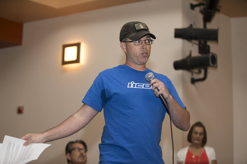 Parent Donald Baum voices his concerns during a Clark County School Department roundtable forum at Chaparral High School on Thursday, June 15, 2017 in Las Vegas. Erik Verduzco/Las Vegas Review-Journal