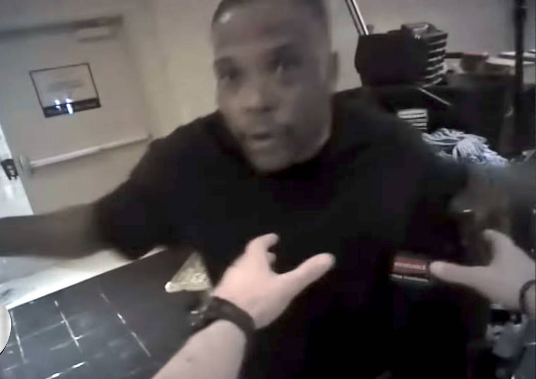Metropolitan Police Department body-camera footage shows Tashii Brown before his death on May 14, 2017, in Las Vegas. Brown died in police custody after he was stunned with a Taser and rendered un ...