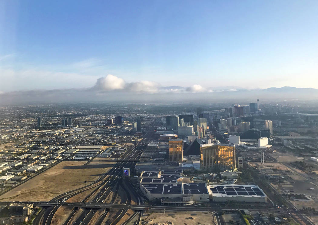 The Raiders football stadium site on Russell Road is seen in this aerial photo on Wednesday, May 10, 2017 in Las Vegas. Heidi Fang Las Vegas Review-Journal @HeidiFang